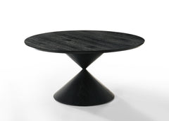 Haven Ebony Black 59" 7-Piece Round Dining Set - Ornate Home