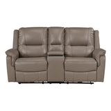 Haven Gray Power Double Reclining Loveseat With Center Console Hidden Arms Cup Holders Charging Ports And Wireless Charger - Ornate Home