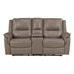 Haven Gray Power Double Reclining Loveseat With Center Console Hidden Arms Cup Holders Charging Ports And Wireless Charger - Ornate Home