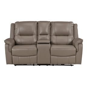 Haven Gray Power Double Reclining Loveseat With Center Console Hidden Arms Cup Holders Charging Ports And Wireless Charger - Ornate Home