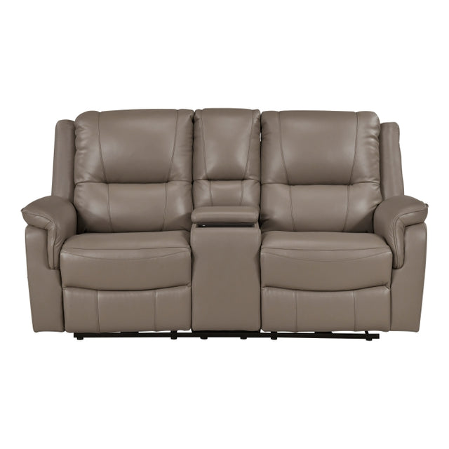 Haven Gray Power Double Reclining Loveseat With Center Console Hidden Arms Cup Holders Charging Ports And Wireless Charger - Ornate Home