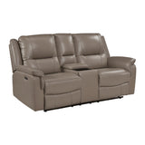 Haven Gray Power Double Reclining Loveseat With Center Console Hidden Arms Cup Holders Charging Ports And Wireless Charger - Ornate Home