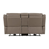 Haven Gray Power Double Reclining Loveseat With Center Console Hidden Arms Cup Holders Charging Ports And Wireless Charger - Ornate Home