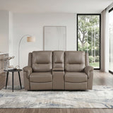 Haven Gray Power Double Reclining Loveseat With Center Console Hidden Arms Cup Holders Charging Ports And Wireless Charger - Ornate Home