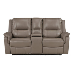 Haven Gray Power Double Reclining Loveseat With Center Console Hidden Arms Cup Holders Charging Ports And Wireless Charger - Ornate Home