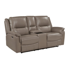 Haven Gray Power Double Reclining Loveseat With Center Console Hidden Arms Cup Holders Charging Ports And Wireless Charger - Ornate Home