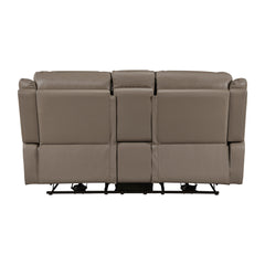 Haven Gray Power Double Reclining Loveseat With Center Console Hidden Arms Cup Holders Charging Ports And Wireless Charger - Ornate Home