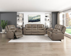 Haven Gray Power Double Reclining Loveseat With Center Console Hidden Arms Cup Holders Charging Ports And Wireless Charger - Ornate Home