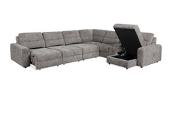 Haven Gunmetal 7-Piece Sleeper Sectional with Sliding Seats and Storage - Ornate Home