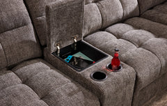 Haven Gunmetal 7-Piece Sleeper Sectional with Sliding Seats and Storage - Ornate Home