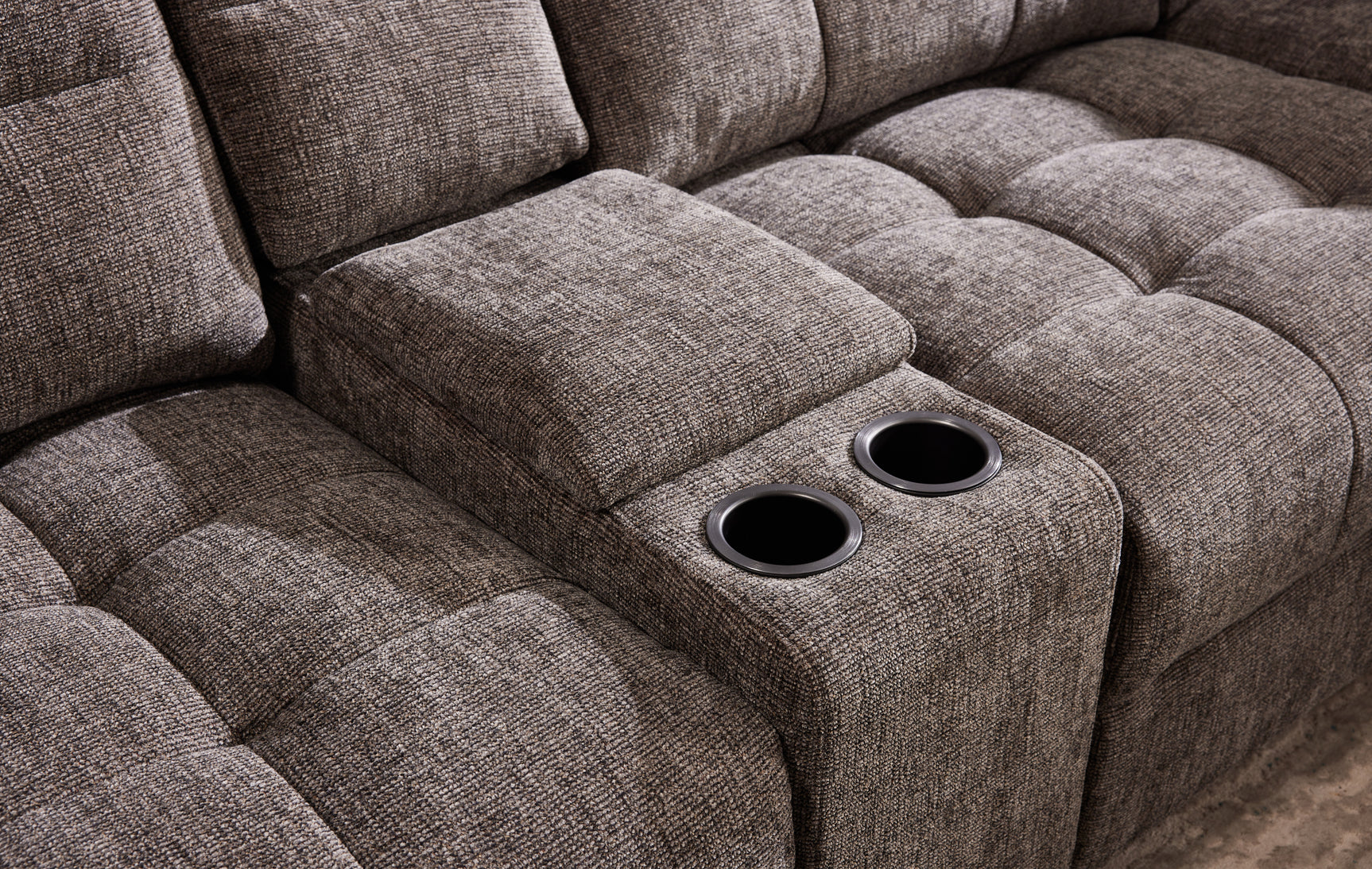 Haven Gunmetal 7-Piece Sleeper Sectional with Sliding Seats and Storage - Ornate Home