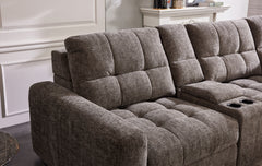 Haven Gunmetal 7-Piece Sleeper Sectional with Sliding Seats and Storage - Ornate Home