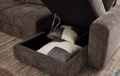 Haven Gunmetal 7-Piece Sleeper Sectional with Sliding Seats and Storage - Ornate Home