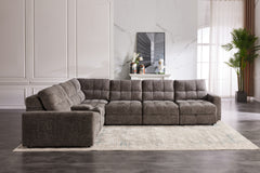 Haven Gunmetal 7-Piece Sleeper Sectional with Sliding Seats and Storage - Ornate Home