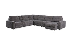 Haven Gunmetal 7-Piece Sleeper Sectional with Sliding Seats and Storage - Ornate Home