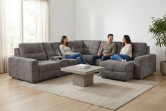 Haven Gunmetal 7-Piece Sleeper Sectional with Sliding Seats and Storage - Ornate Home