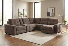 Haven Gunmetal 7-Piece Sleeper Sectional with Sliding Seats and Storage - Ornate Home