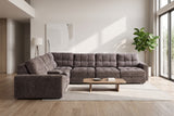 Haven Gunmetal 7-Piece Sleeper Sectional with Sliding Seats and Storage - Ornate Home