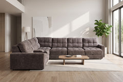 Haven Gunmetal 7-Piece Sleeper Sectional with Sliding Seats and Storage - Ornate Home