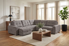 Haven Gunmetal 7-Piece Sleeper Sectional with Sliding Seats and Storage - Ornate Home