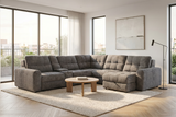 Haven Gunmetal 7-Piece Sleeper Sectional with Sliding Seats and Storage - Ornate Home