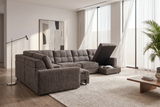 Haven Gunmetal 7-Piece Sleeper Sectional with Sliding Seats and Storage - Ornate Home