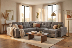 Haven Gunmetal 7-Piece Sleeper Sectional with Sliding Seats and Storage - Ornate Home