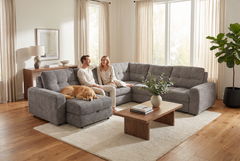 Haven Gunmetal 7-Piece Sleeper Sectional with Sliding Seats and Storage - Ornate Home