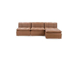 Haven Leather Toffee Brown 4 Piece Modular Sofa w/ Ottoman - Ornate Home