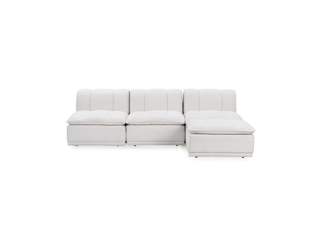 Haven Leather White 4 Piece Modular Sofa w/ Ottoman - Ornate Home