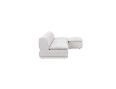 Haven Leather White 4 Piece Modular Sofa w/ Ottoman - Ornate Home