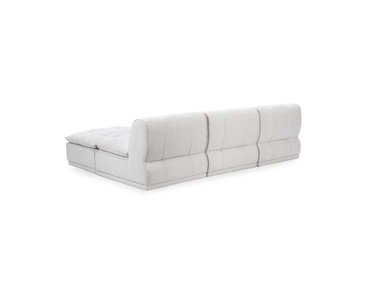 Haven Leather White 4 Piece Modular Sofa w/ Ottoman - Ornate Home