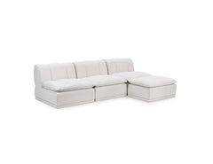 Haven Leather White 4 Piece Modular Sofa w/ Ottoman - Ornate Home