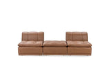 Haven Toffee Brown Leather 3 Piece Modular Sofa w/ Ottoman - Ornate Home