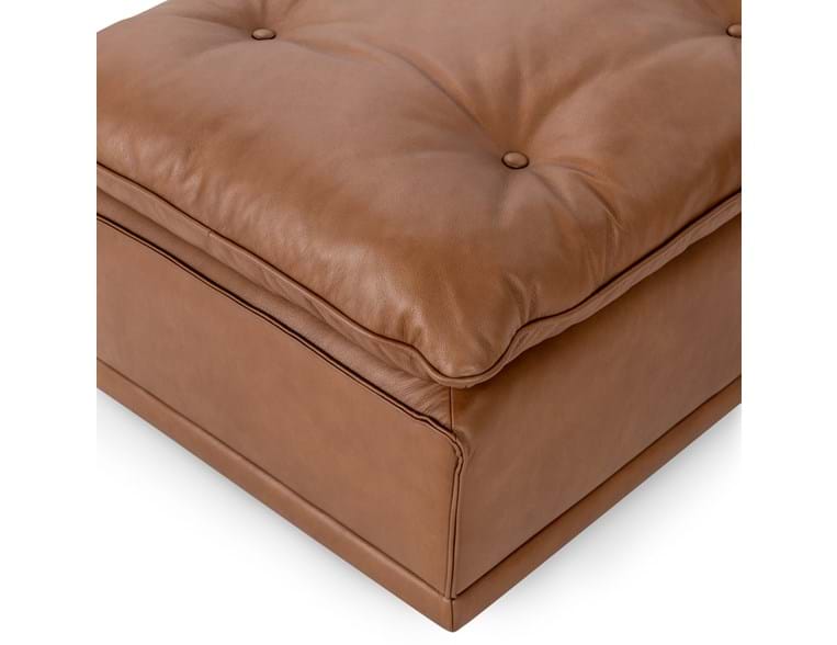 Haven Toffee Brown Leather Ottoman - Ornate Home
