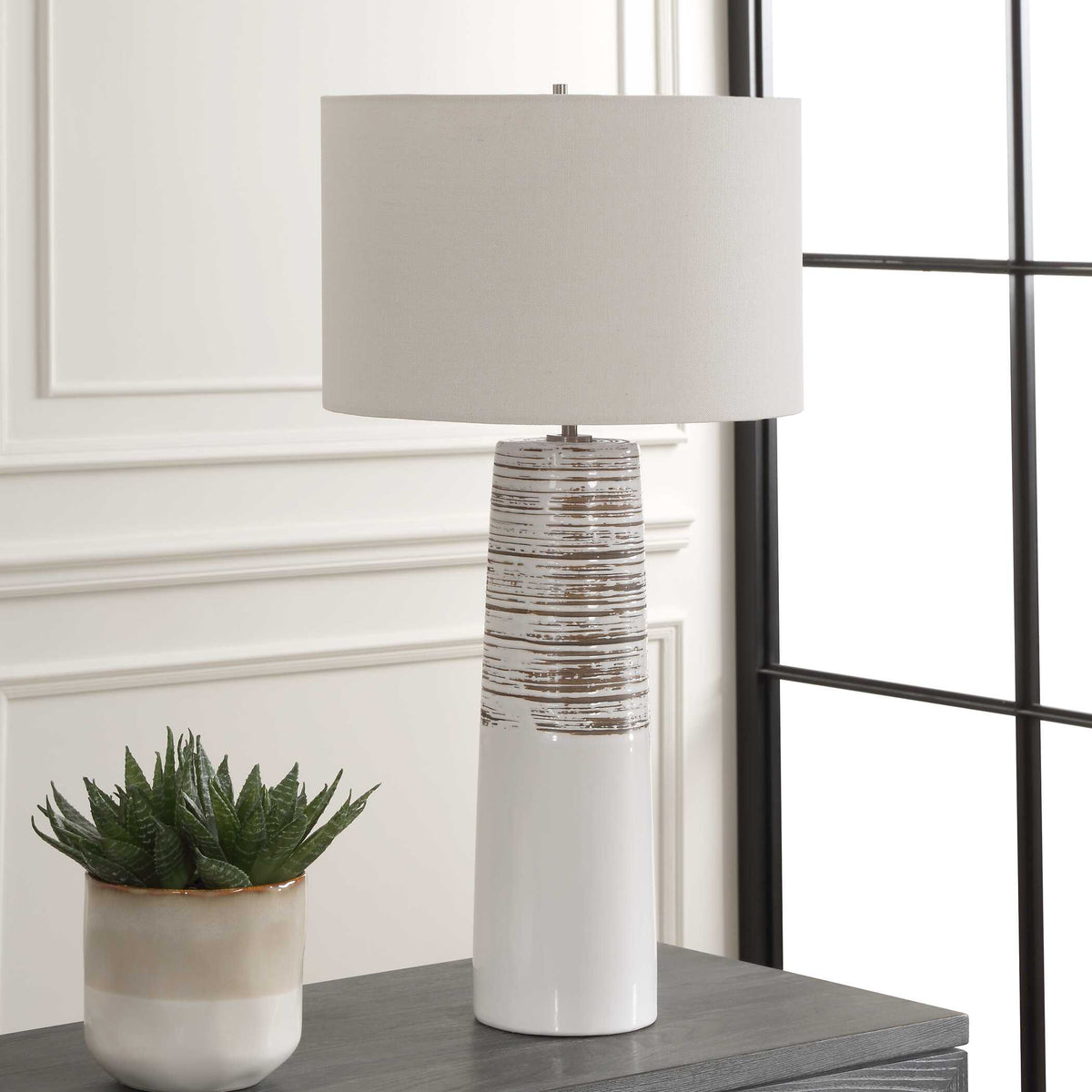 Haven White Glaze Table Lamp - Ornate Home