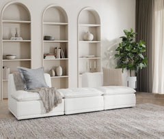 Haven White Upholstered Ottoman - Ornate Home