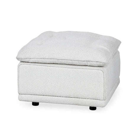 Haven White Upholstered Ottoman - Ornate Home