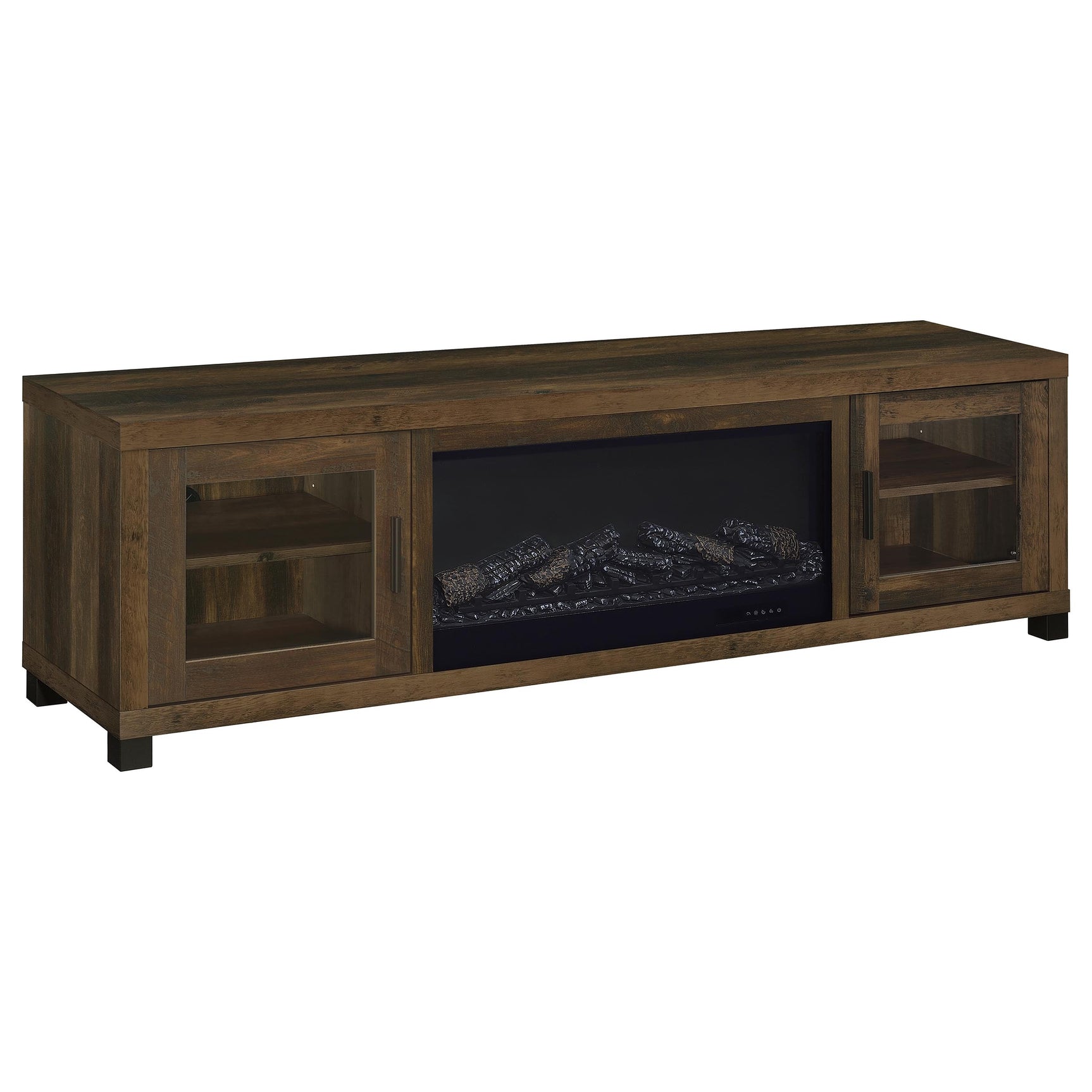 Havering Dark Pine 71-inch TV Stand Fireplace Media Console - Ornate Home