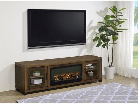 Havering Dark Pine 71-inch TV Stand Fireplace Media Console - Ornate Home