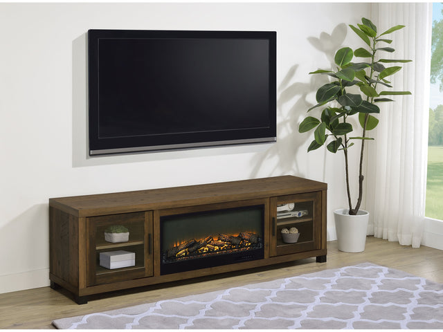 Havering Dark Pine 71-inch TV Stand Fireplace Media Console - Ornate Home