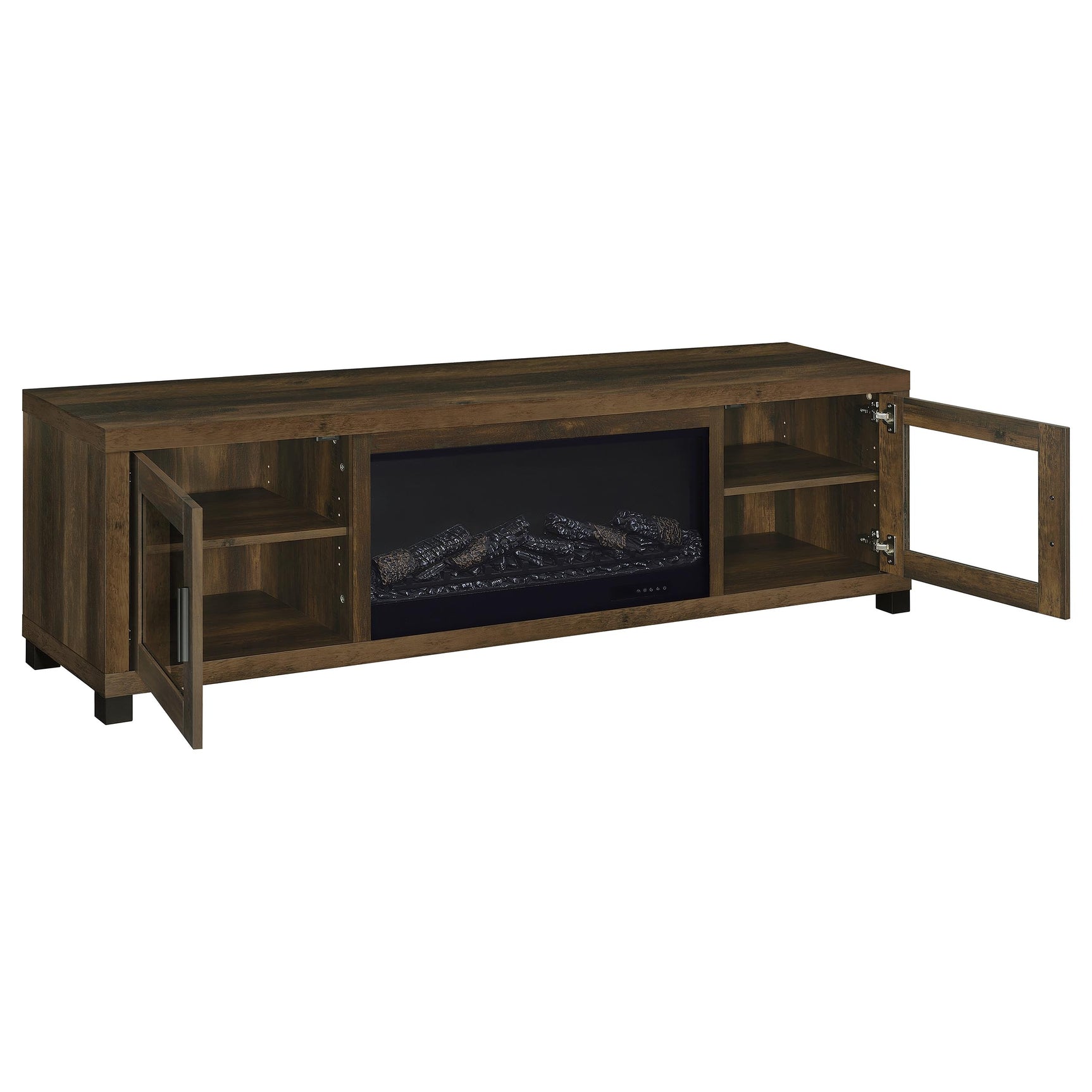 Havering Dark Pine 71-inch TV Stand Fireplace Media Console - Ornate Home