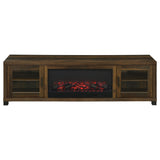 Havering Dark Pine 71-inch TV Stand Fireplace Media Console - Ornate Home