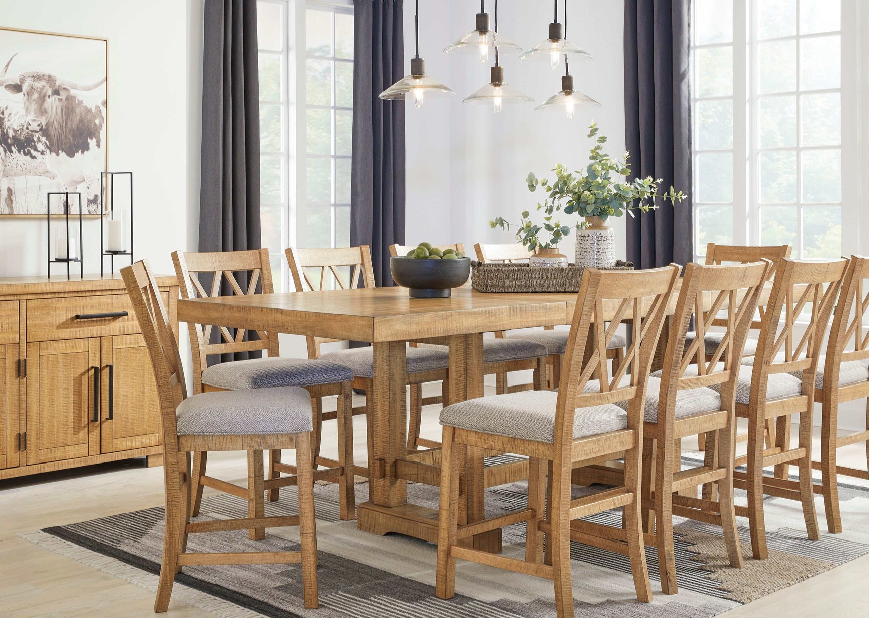 Havonplane Brown Counter Height Dining Room Set / 11pc (Online Special Price) - Ornate Home