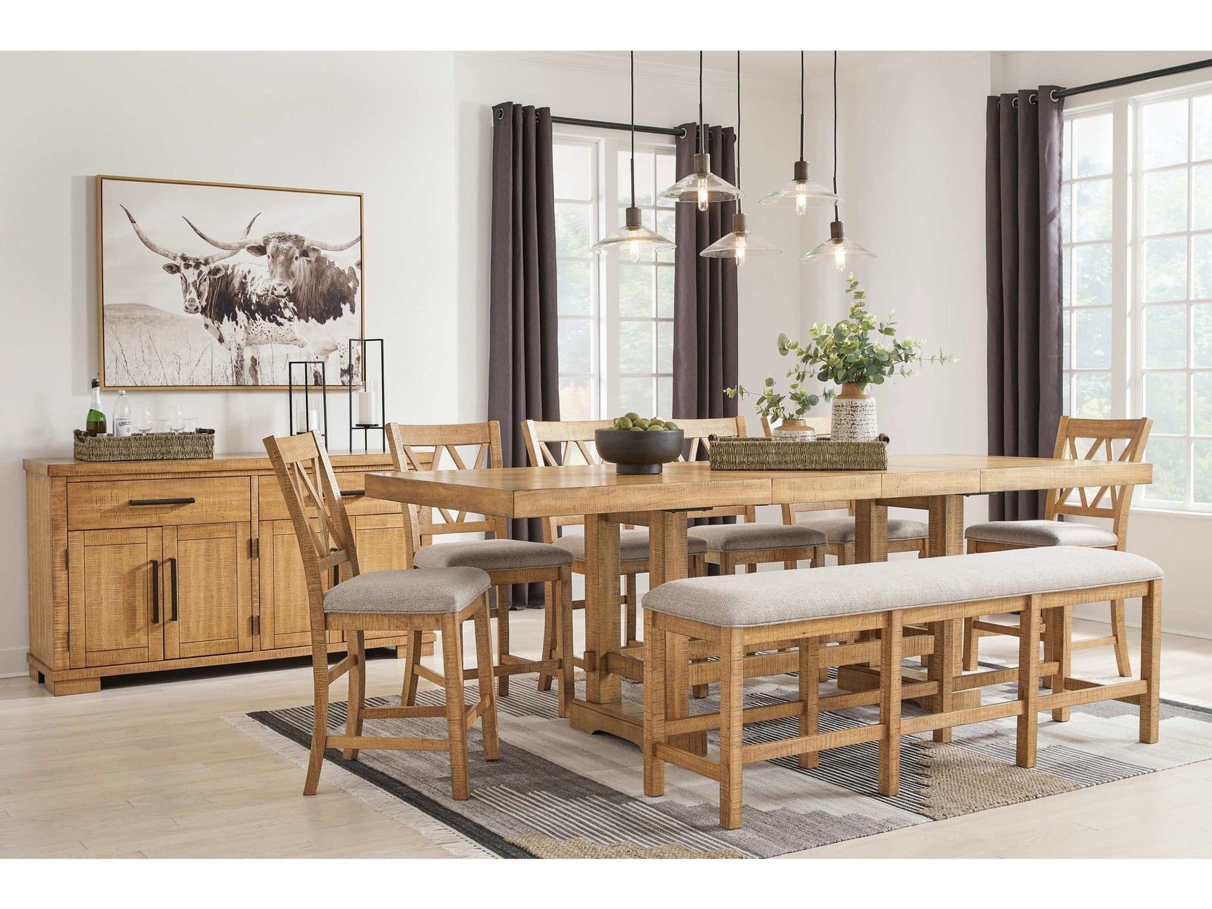 Havonplane Brown Counter Height Dining Room Set / 8pc (Online Special Price) - Ornate Home