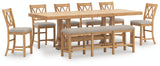 Havonplane Brown Counter Height Dining Table, 6 Barstools and Bench - Ornate Home