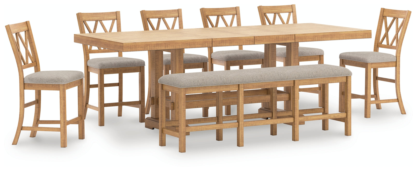 Havonplane Brown Counter Height Dining Table, 6 Barstools and Bench - Ornate Home