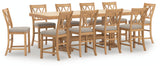 Havonplane Brown Counter Height Dining Table and 10 Barstools (Online Special Price) - Ornate Home