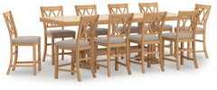 Havonplane Brown Counter Height Dining Table and 10 Barstools - Ornate Home