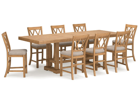 Havonplane Brown Counter Height Dining Table and 8 Barstools - Ornate Home